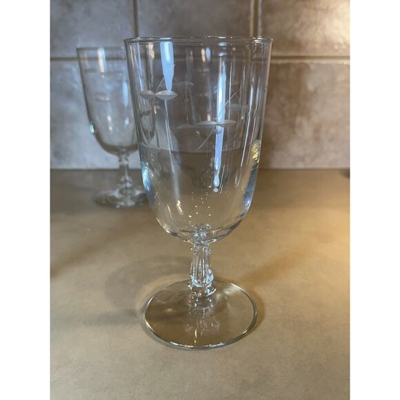 4 - VTG Libbey StemWare Goblet Etched Cut Hand Blown 1950’s Footed Beverage A25 - Picture 5 of 13